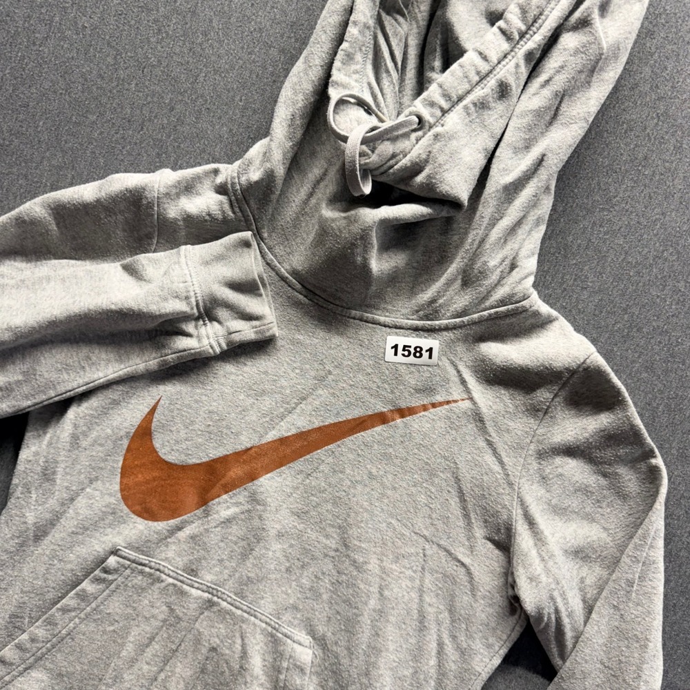 Nike Womens Heather Grey Copper Swoosh Funnel Neck Hoodie XS